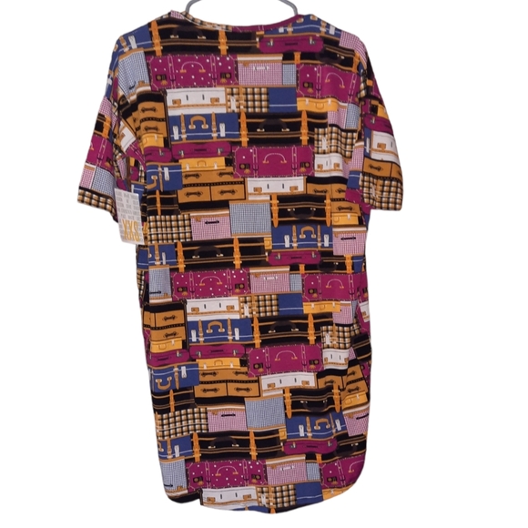 New Lularoe Irma Simply Comfortable Top Hi Low Tunic Shirt Size XXS Fushia Gold - Picture 2 of 4